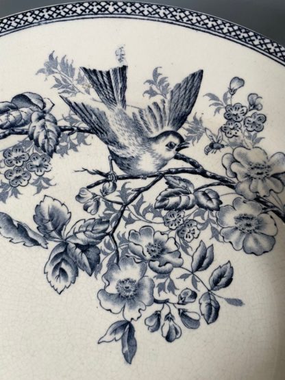 Vintage blue flower and bird pattern dinner plate - Image 2