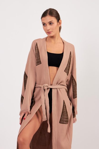 Slouchy geometric knitted robe - Image 5