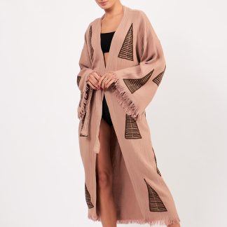 Slouchy geometric knitted robe