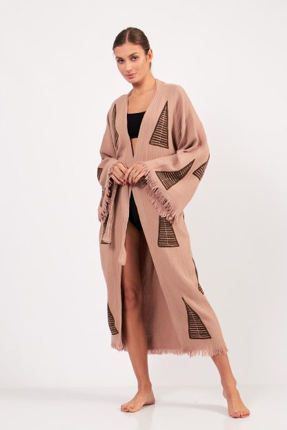 Slouchy geometric knitted robe