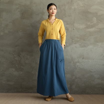 Literary style solid color skirt - Image 2