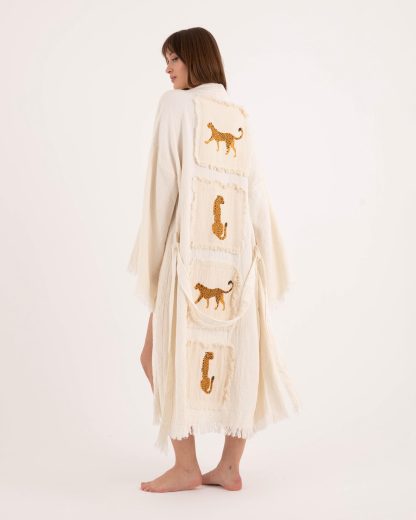 Animal embroidered raw-edge bathrobe - Image 6