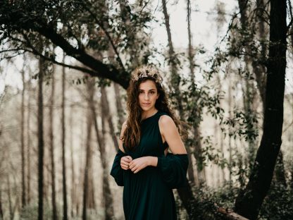 Forest Elf Velvet Off-Shoulder Dress - Image 2