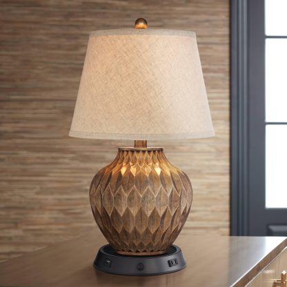 Retro Wood Grain Touch Desk Lamp - Image 8