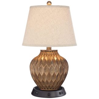 Retro Wood Grain Touch Desk Lamp