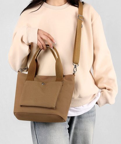 Khaki Canvas Handbag Crossbody - Image 7