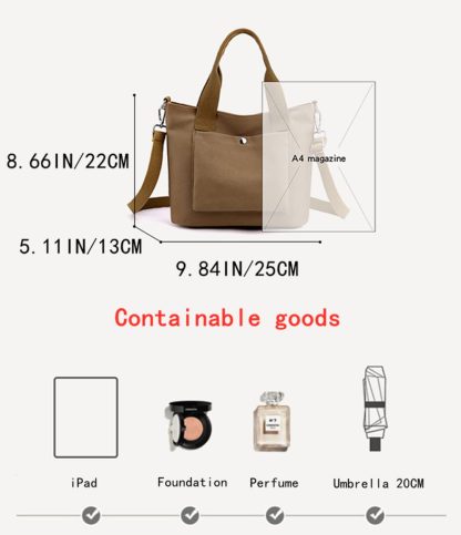 Khaki Canvas Handbag Crossbody - Image 5