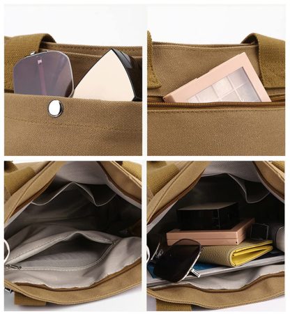 Khaki Canvas Handbag Crossbody - Image 3
