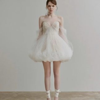 Short fluffy wedding dress