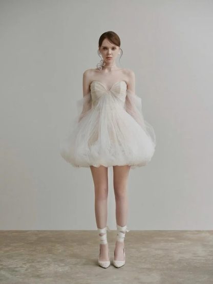 Short fluffy wedding dress