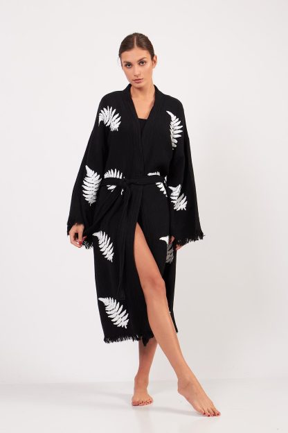 Fern Leaf Jacquard Lace-Up Robe - Image 7