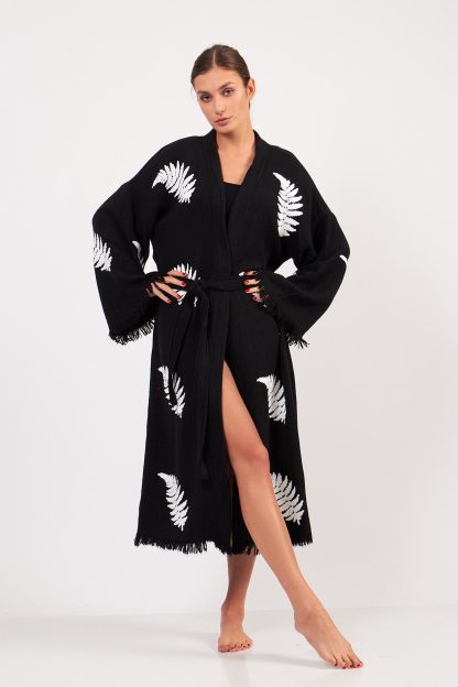 Fern Leaf Jacquard Lace-Up Robe - Image 6