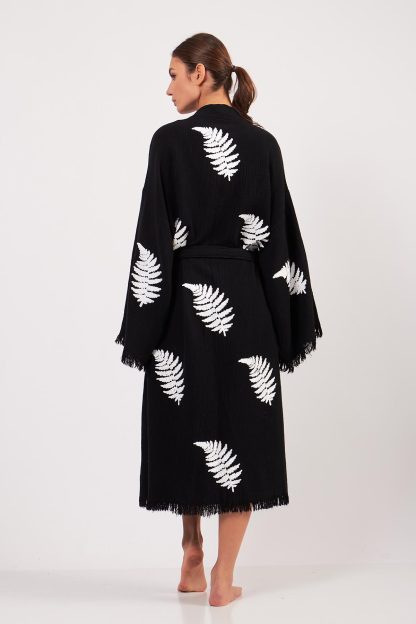 Fern Leaf Jacquard Lace-Up Robe - Image 5