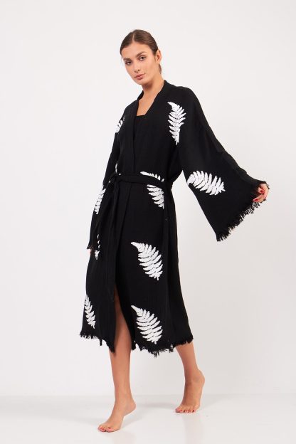 Fern Leaf Jacquard Lace-Up Robe