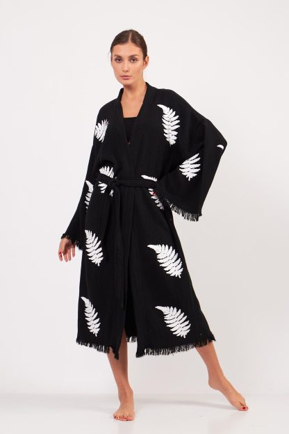 Fern Leaf Jacquard Lace-Up Robe - Image 3