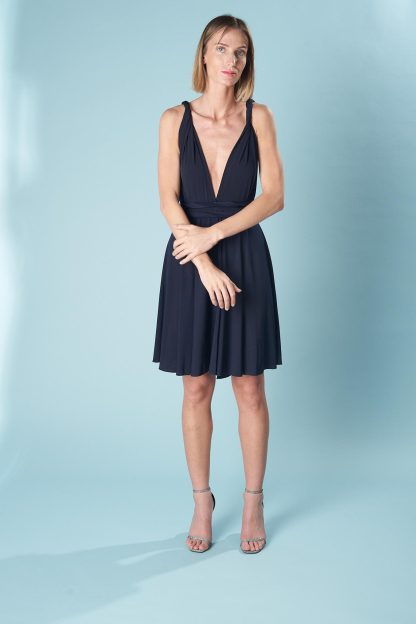 Navy Deep V Suspender Skirt - Image 6