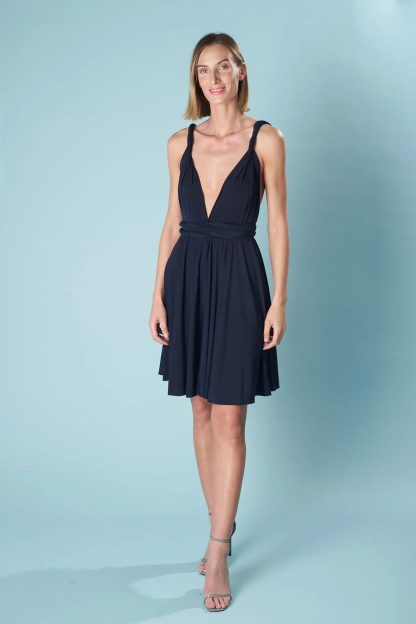 Navy Deep V Suspender Skirt - Image 3
