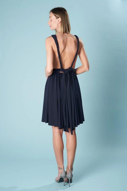 Navy Deep V Suspender Skirt - Image 2