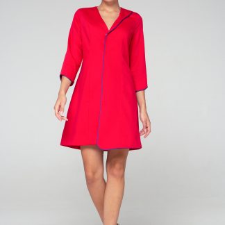 Rose red contrast hem dress