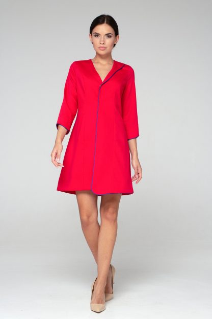 Rose red contrast hem dress