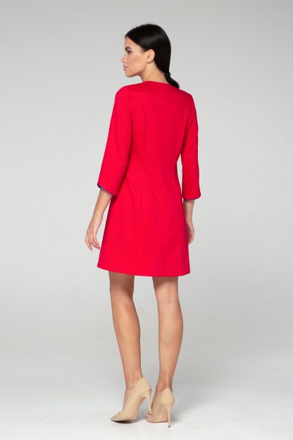 Rose red contrast hem dress - Image 2