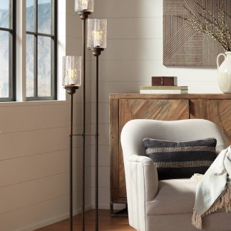 Industrial style multi-head floor lamp