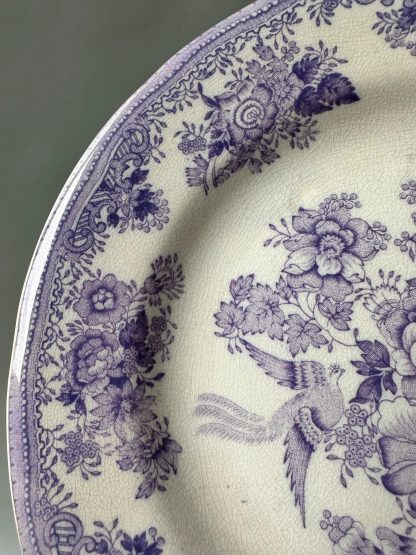 Vintage blue pattern flower and bird dinner plate - Image 4