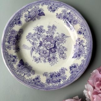 Vintage blue pattern flower and bird dinner plate