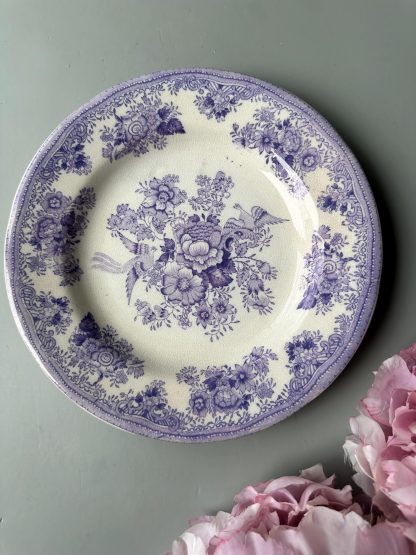 Vintage blue pattern flower and bird dinner plate