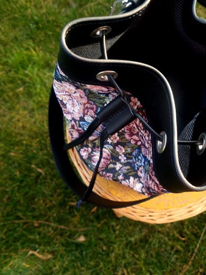 Leather and fabric bucket bag - Image 4