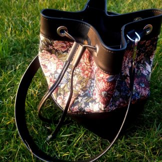 Leather and fabric bucket bag