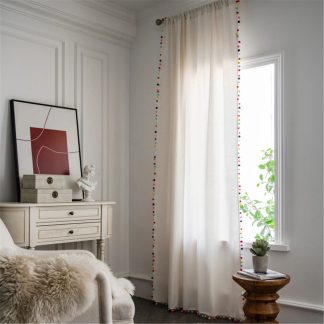 Colorful pompoms decorative curtains