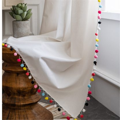 Colorful pompoms decorative curtains - Image 3