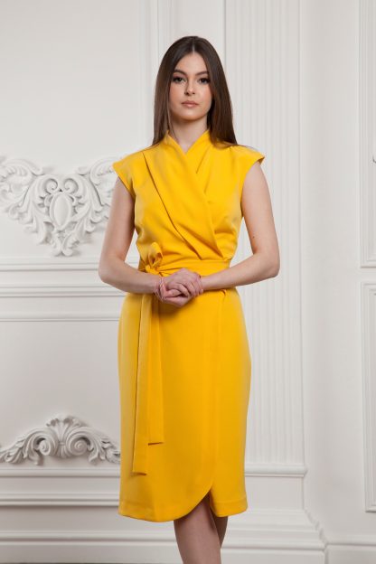 Sun Yellow Wrap Dress - Image 7