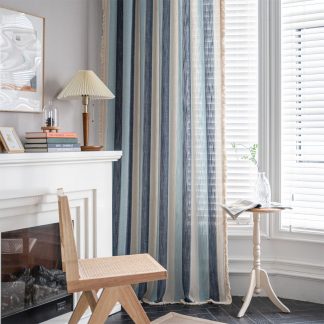Fresh striped tassel curtains