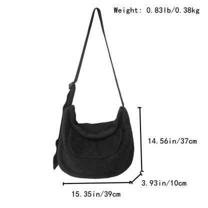 Minimalist black canvas shoulder bag - Image 3