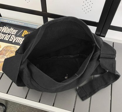 Minimalist black canvas shoulder bag - Image 2