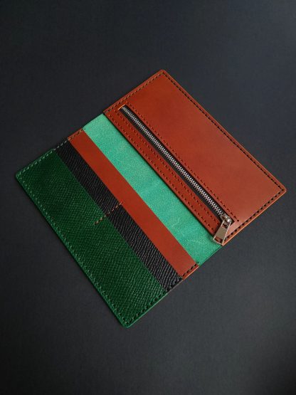 Women's Green Leather Long Wallet - Image 2