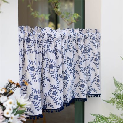 Blue and white tassel short curtain - Image 5