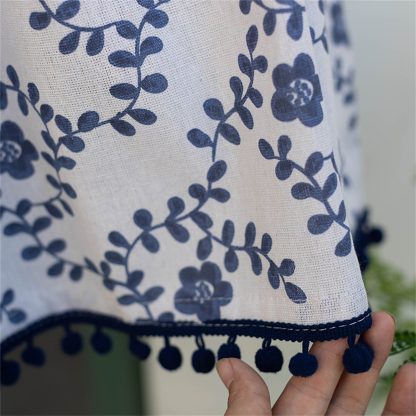 Blue and white tassel short curtain - Image 3