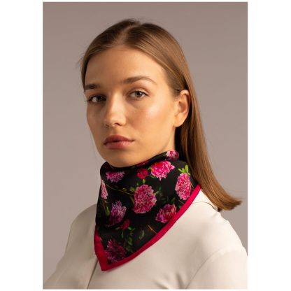 Dark Night Flowers Silk Square Scarf - Image 7