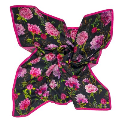 Dark Night Flowers Silk Square Scarf - Image 5