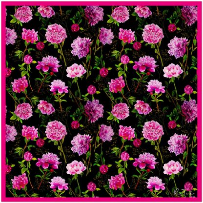 Dark Night Flowers Silk Square Scarf - Image 3