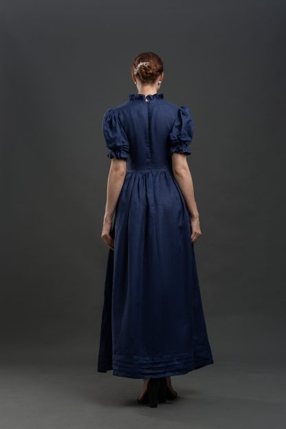 Vintage Puff Sleeve V Neck Dress - Image 5