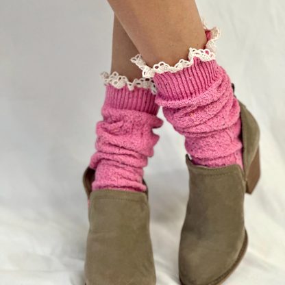 Sweet Peach Polka Dot Lace Stacked Socks - Image 4