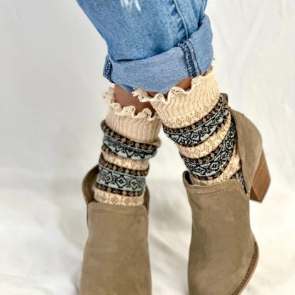 Vintage jacquard pile socks - Image 6