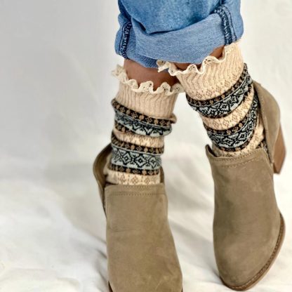 Vintage jacquard pile socks - Image 5