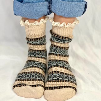 Vintage jacquard pile socks