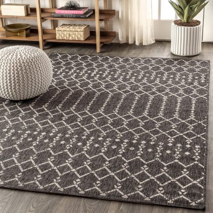 Geometric texture outdoor woven rug - Image 8