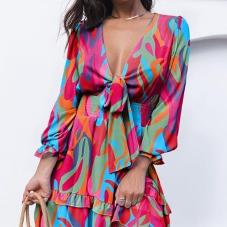 Bohemian tie-dye print dress